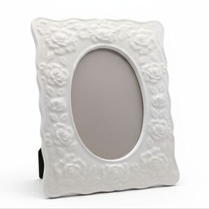 EUC Vintage Terragrafics White 3D Rose Ceramic Picture Frame!!